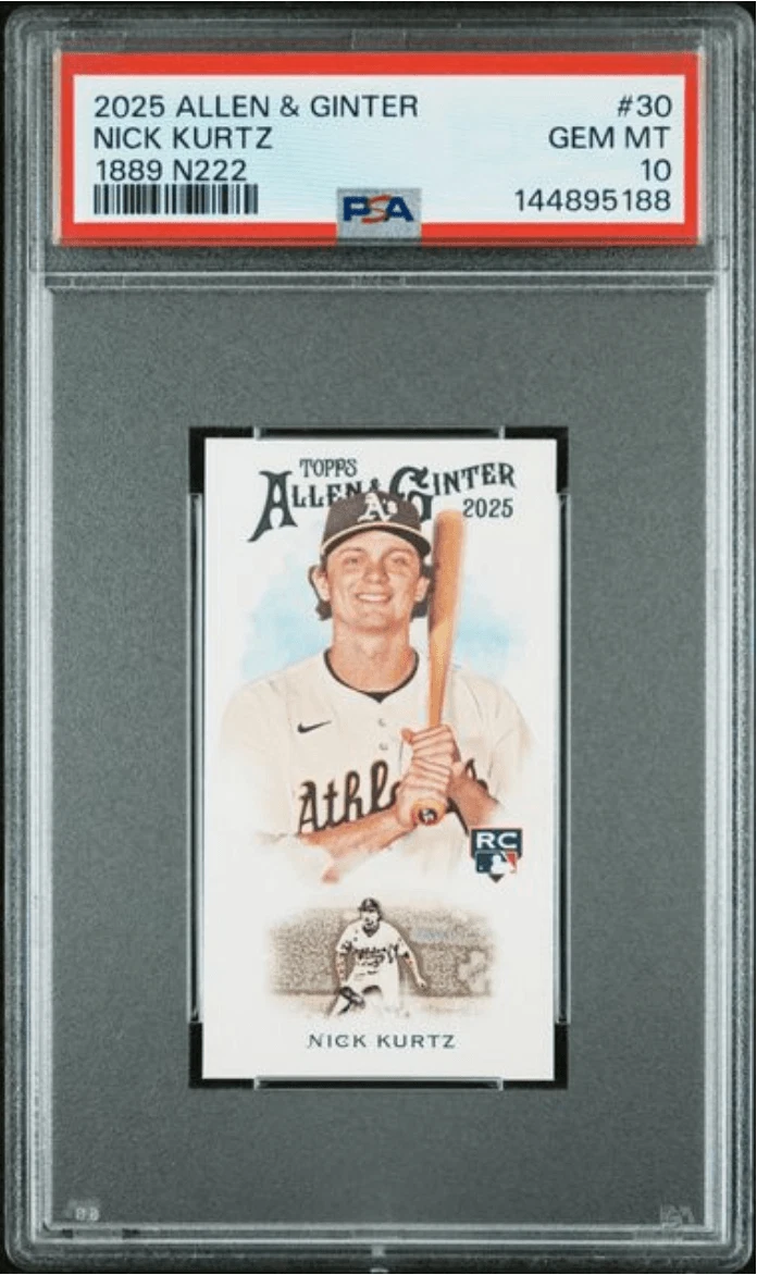 Graded 2025 Allen & Ginter Nick Kurtz #30 1889 N222 Rookie Baseball Card PSA 10