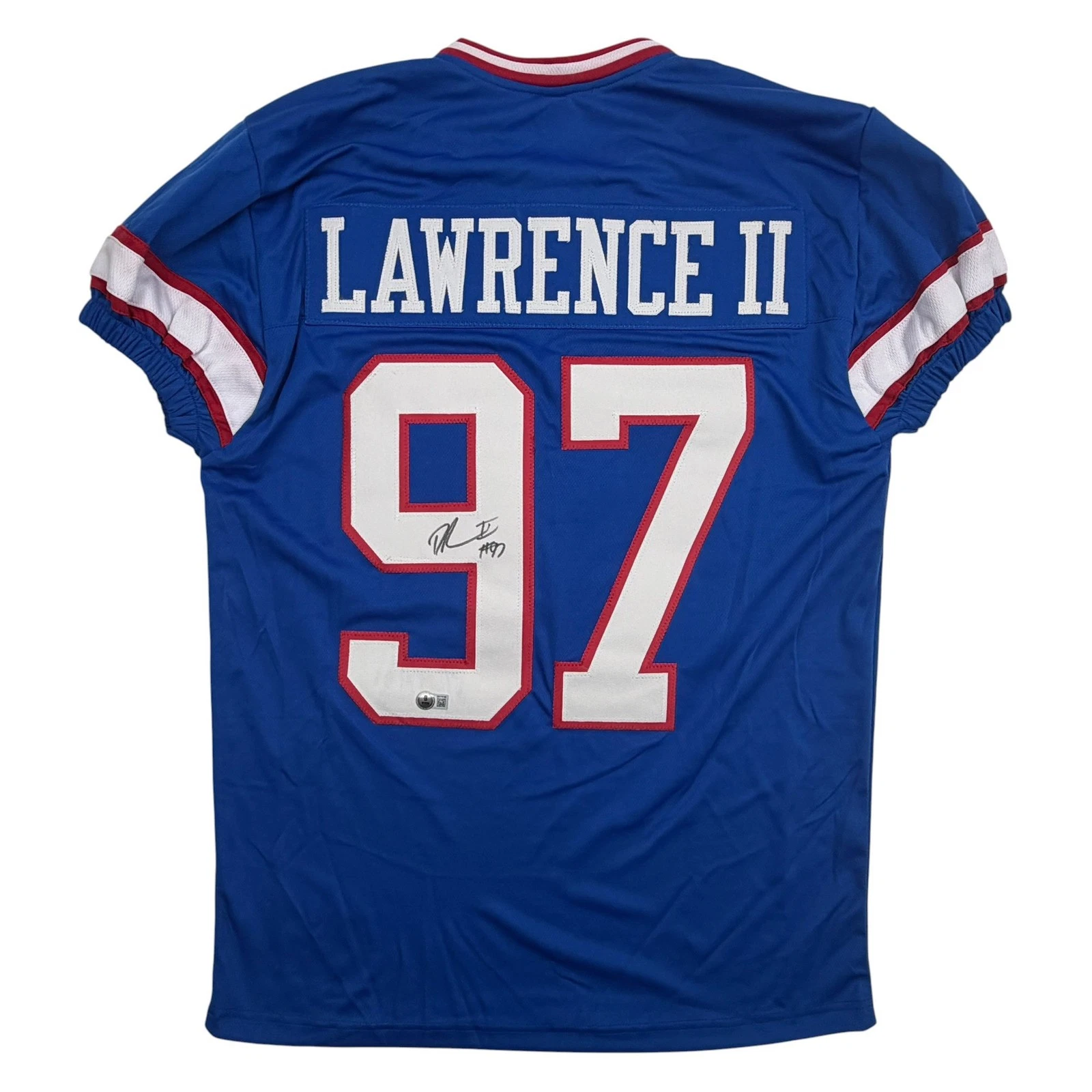 Autographed/Signed Dexter Lawrence New York Retro Pro Cut Jersey Beckett BAS COA