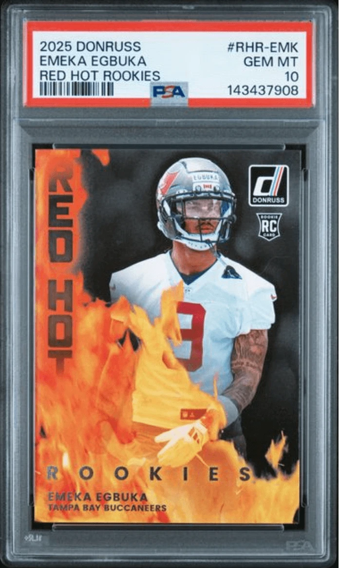 Graded 2025 Donruss Emeka Egbuka #RHREMK Red Hot Rookies RC Football Card PSA 10