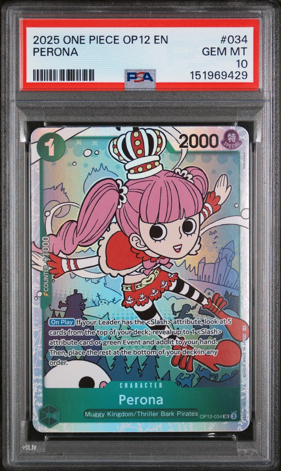 Graded 2025 One Piece Perona 034 Legacy of the Master Card PSA 10 Gem Mint