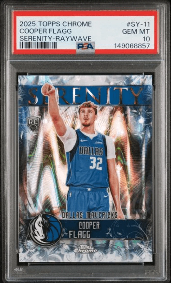 Graded 2025 Topps Chrome Cooper Flagg #SY11 Raywave RC Basketball Card PSA 10