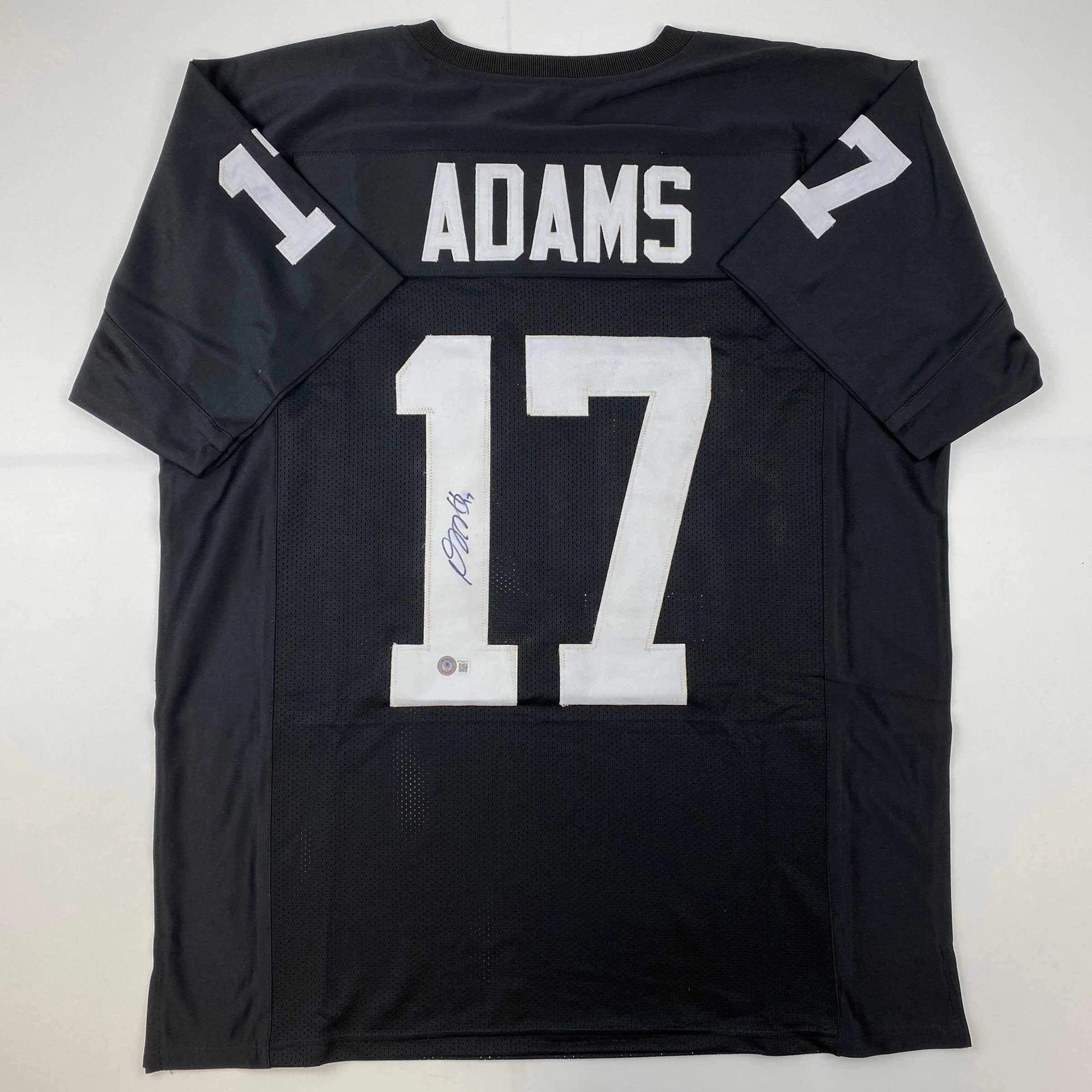 Autographed/Signed Davante Adams Las Vegas Oakland Black Jersey Beckett BAS COA