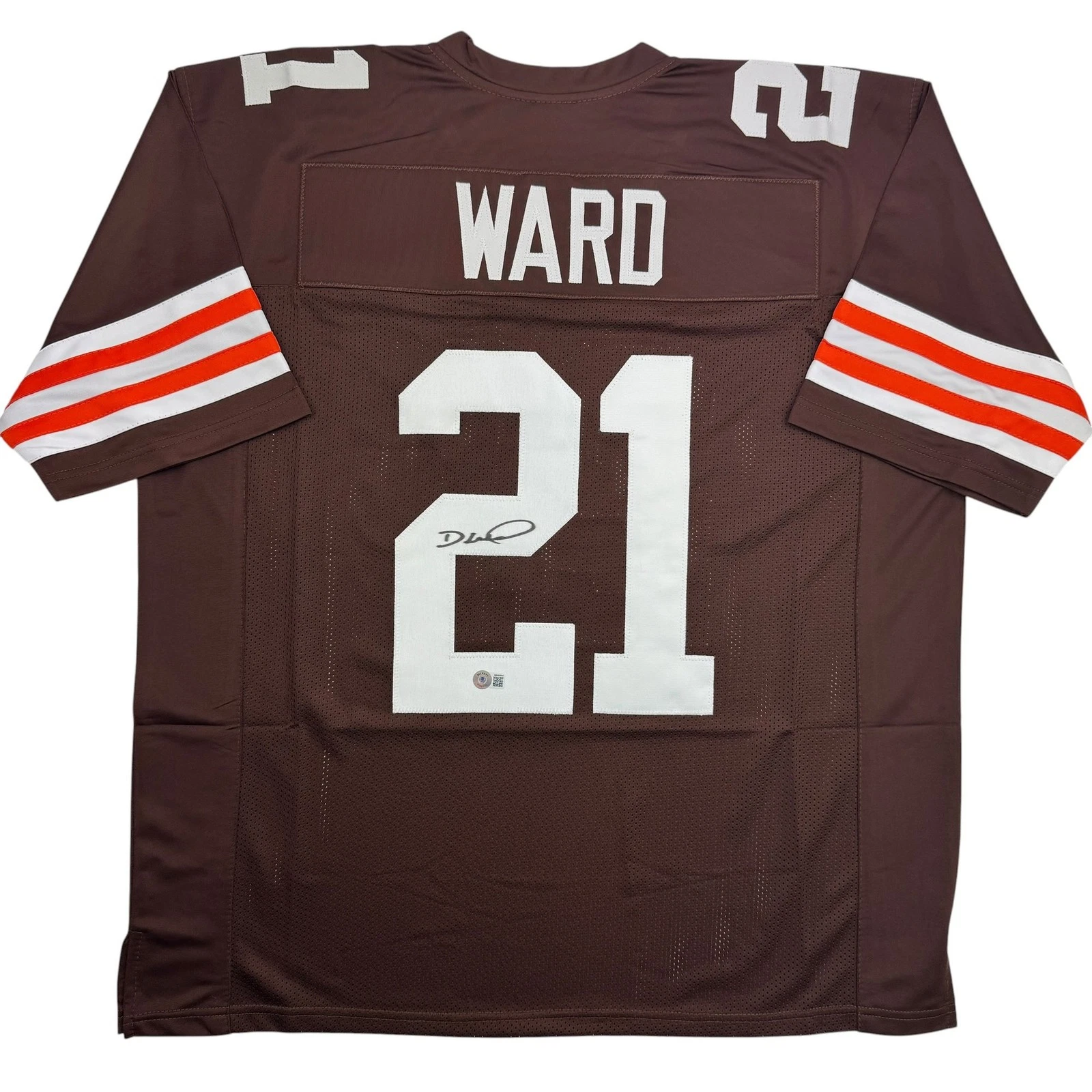 Autographed/Signed Denzel Ward Cleveland Brown Football Jersey Beckett BAS COA