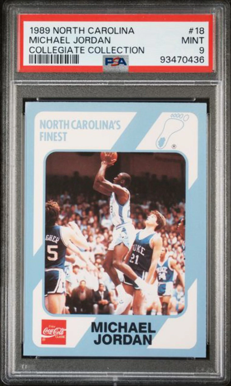 Graded 1989 Collegiate Collection Michael Jordan #18 Basketball Card PSA 9 Mint