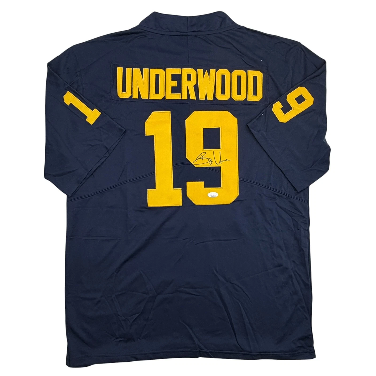 Autographed/Signed Bryce Underwood Michigan Blue College Football Jersey JSA COA