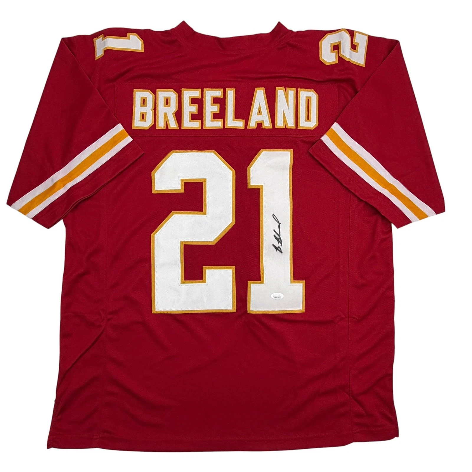 Autographed/Signed Bashaud Breeland Kansas City Red Football Jersey JSA COA