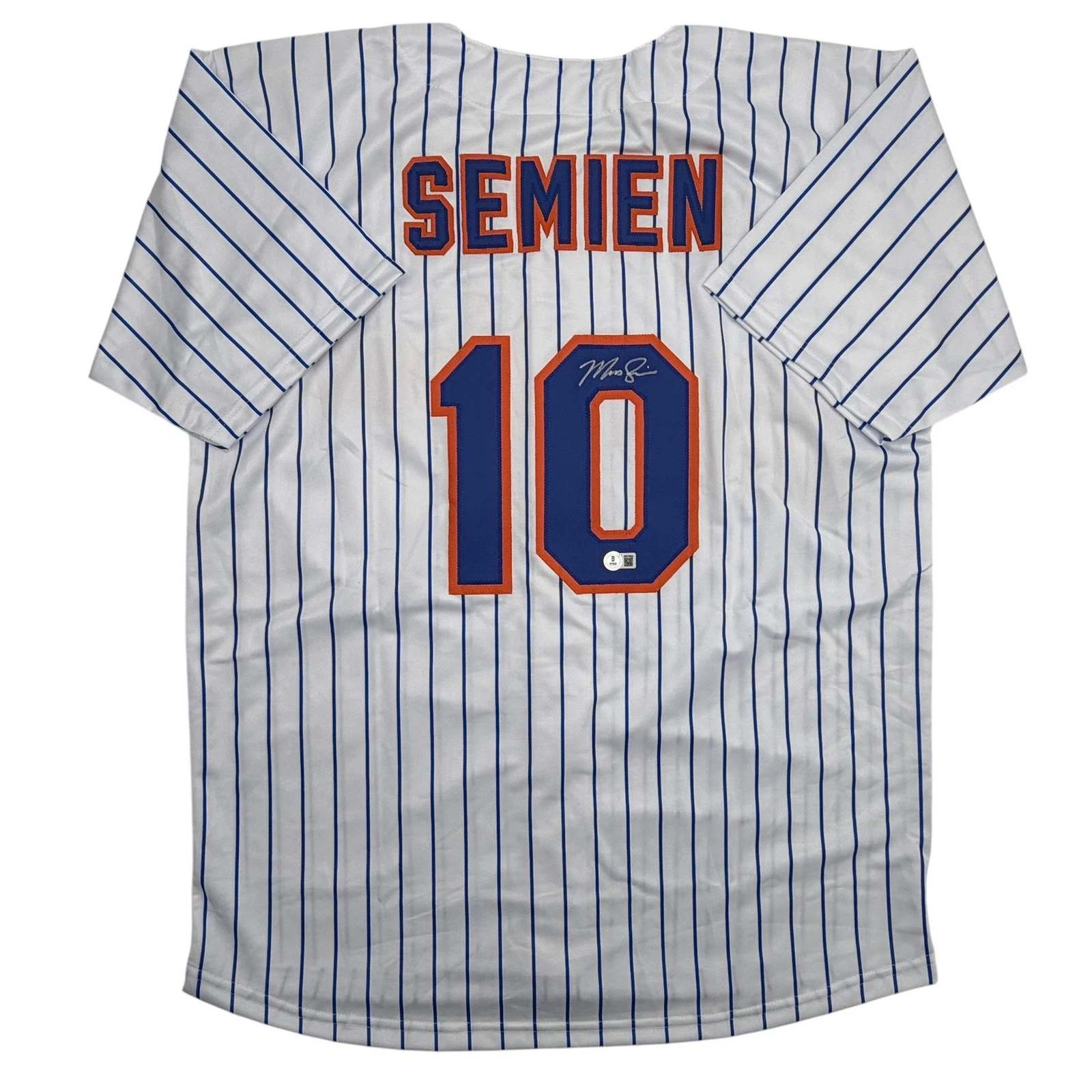 Autographed/Signed Marcus Semien New York Pinstripe Baseball Jersey Beckett COA