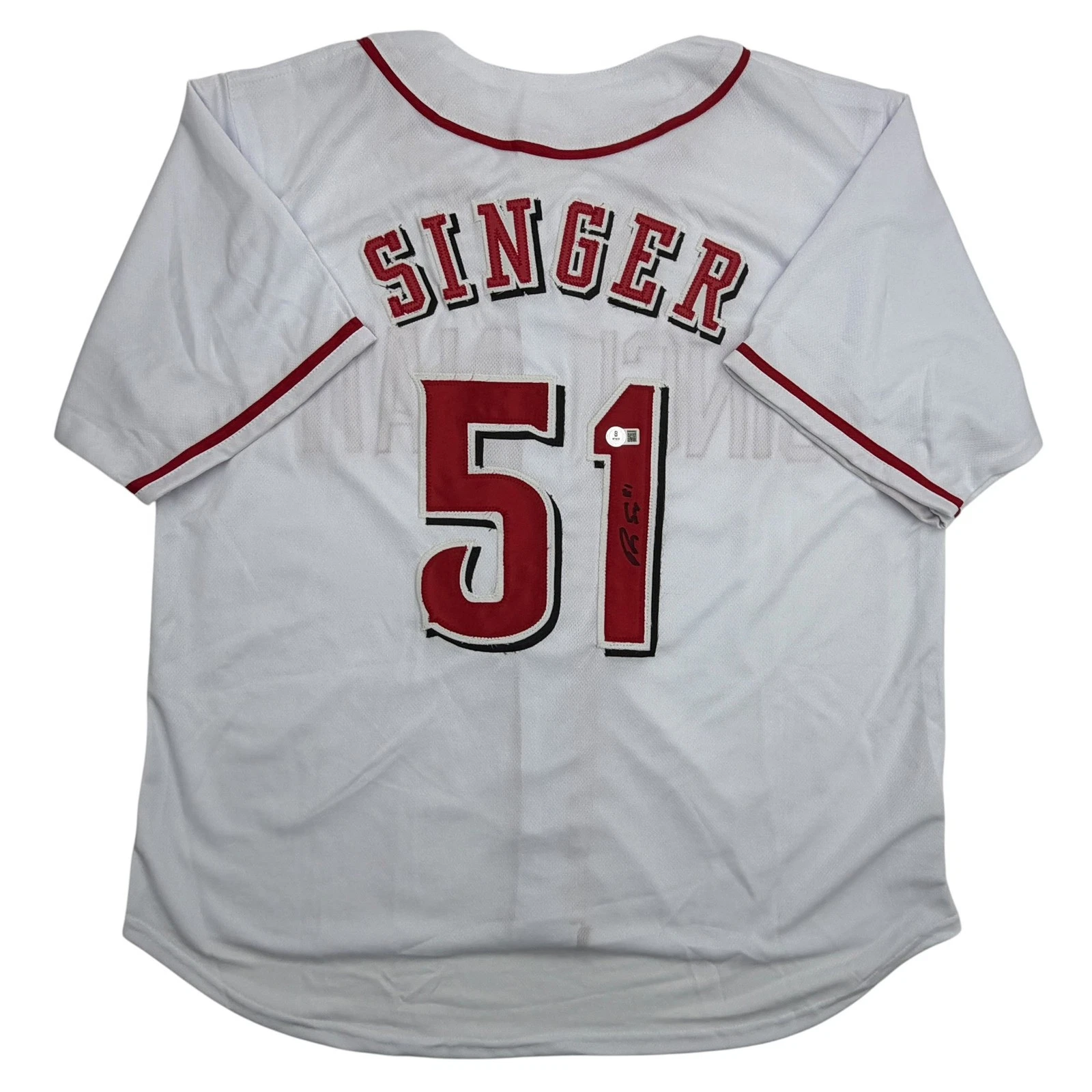 Autographed/Signed Brady Singer Cincinnati White Baseball Jersey Beckett BAS COA