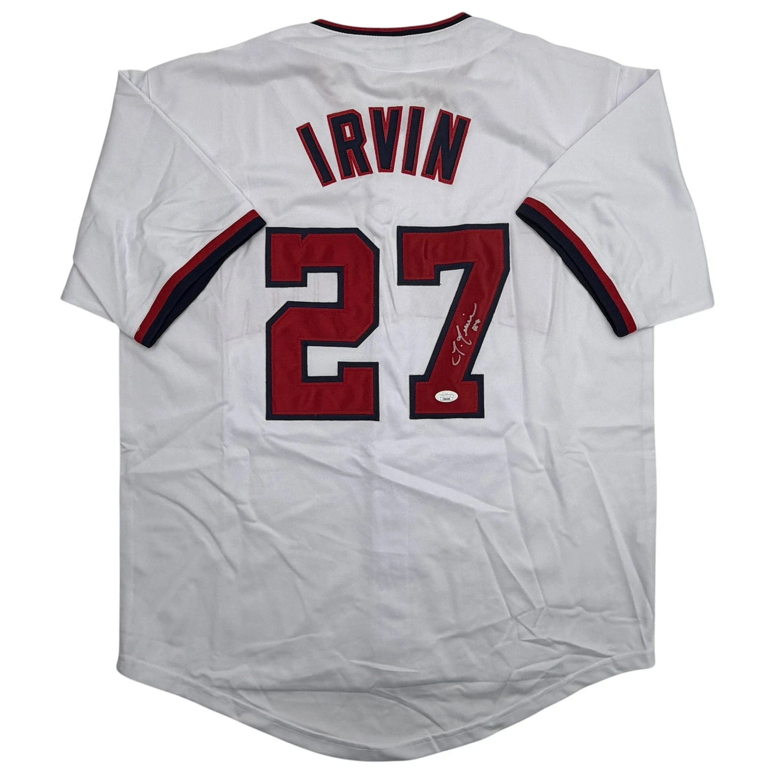 Autographed/Signed Jake Irvin Washington White Baseball Jersey JSA COA