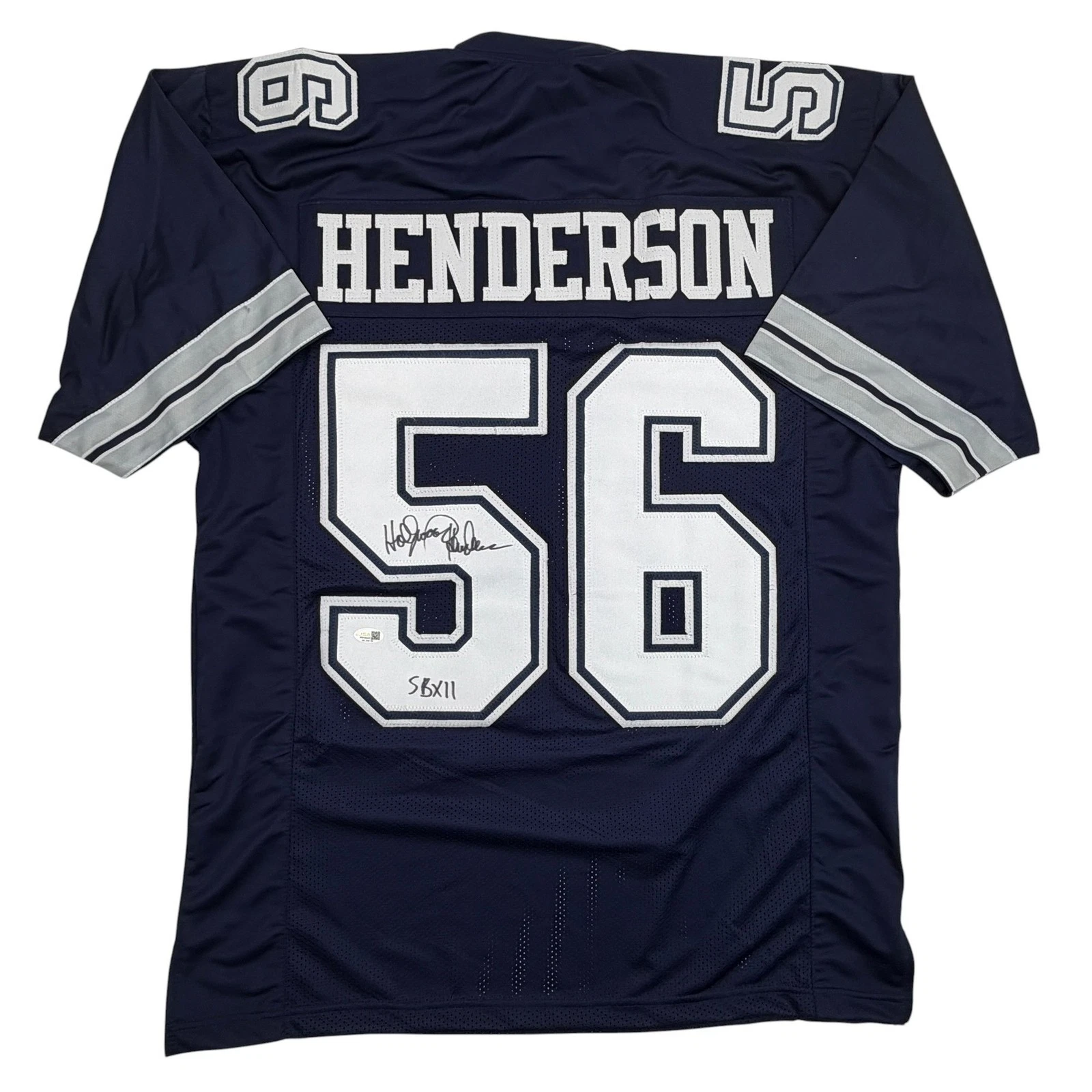 Autographed/Signed Thomas Henderson Dallas Blue Football Jersey JSA COA