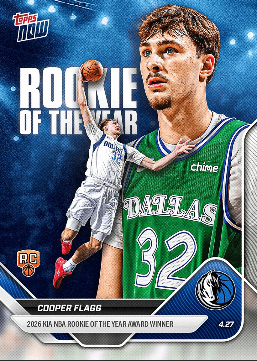 2025 Topps Now Cooper Flagg #ROTY Dallas Mavericks Rookie RC Basketball Card