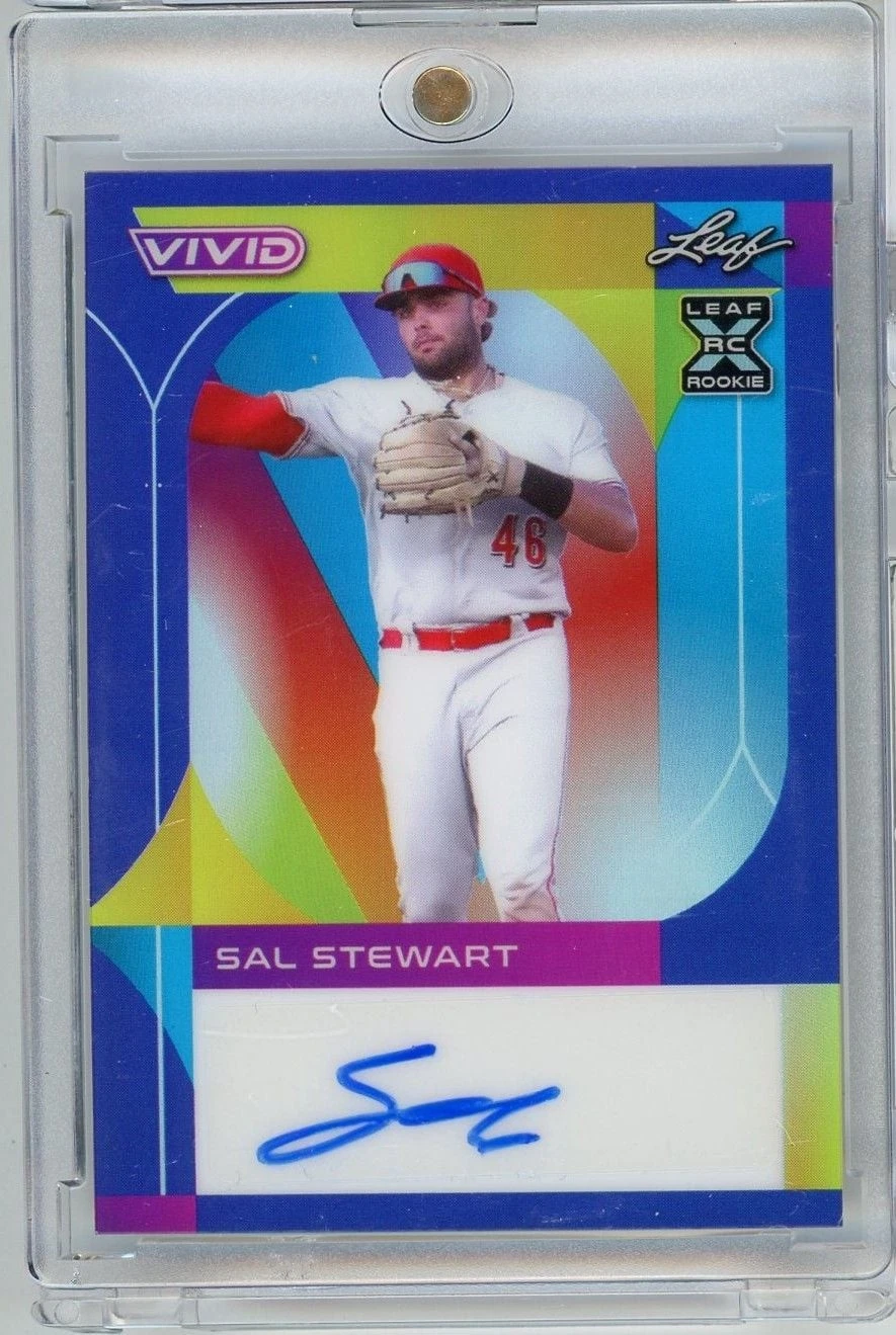 2022 Leaf Vivid Sal Stewart #BASS1 /30 Auto Reds Rookie RC Baseball Card