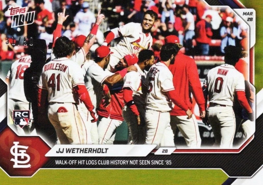 2026 Topps Now JJ Wetherholt #18 Gold Foil /50 Rookie RC Baseball Card