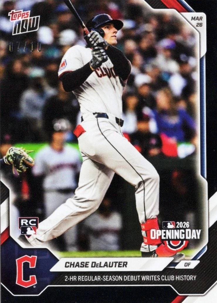 2026 Topps Now Chase DeLauter #12 Black Foil /10 Rookie RC Baseball Card