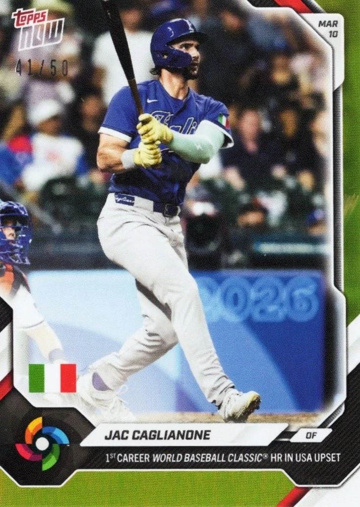 2026 Topps Now Jac Caglianone #WB23 Gold Foil /50 Team Italy RC Baseball Card