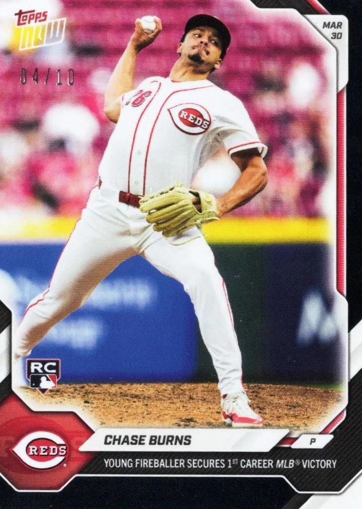 2026 Topps Now Chase Burns #29 Black Foil /10 Rookie RC Baseball Card