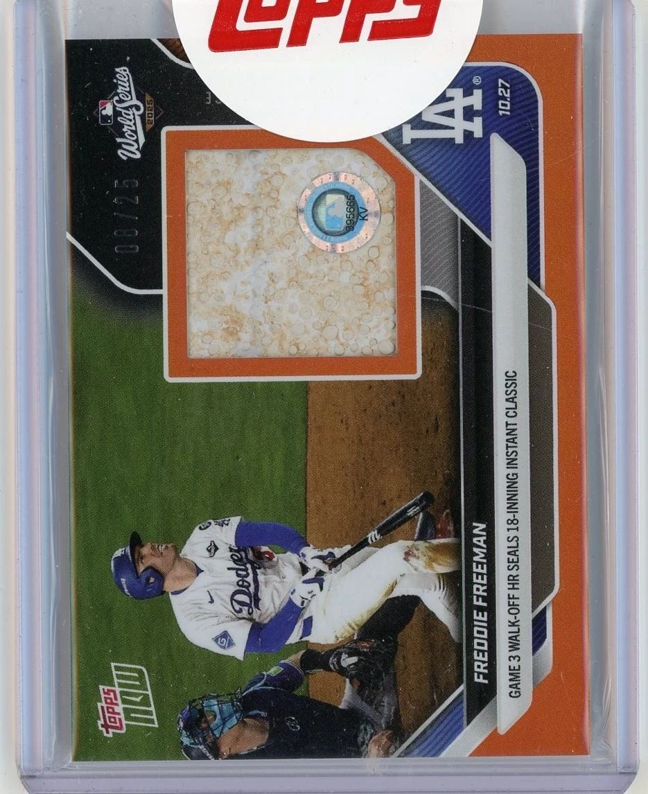 2025 Topps Now Freddie Freeman #908A Orange Game Used Base /25 Baseball Card