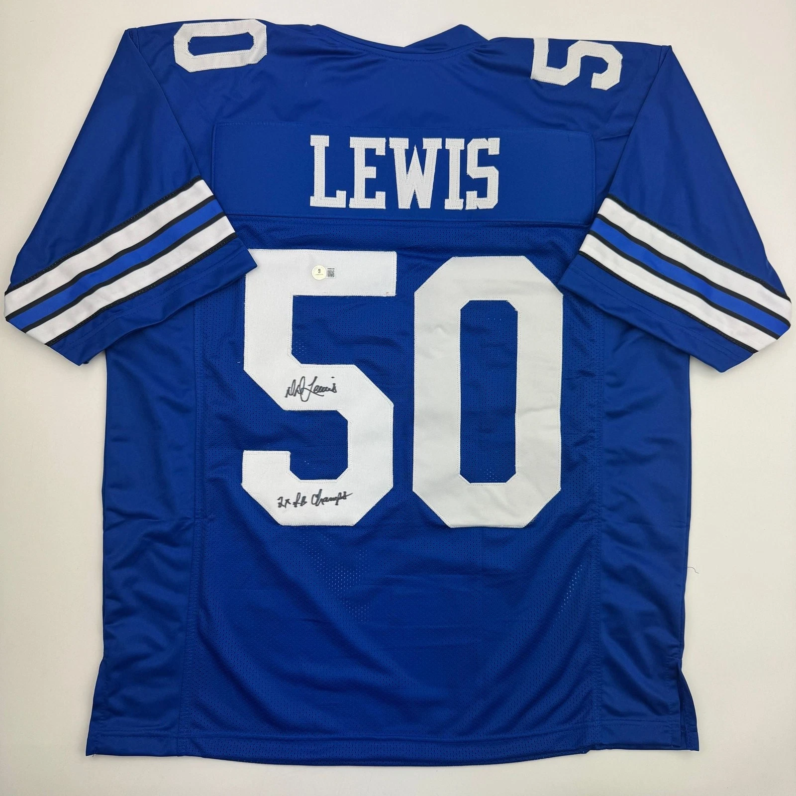 Autographed/Signed D.D. DD Lewis Dallas Retro Blue Football Jersey Beckett COA