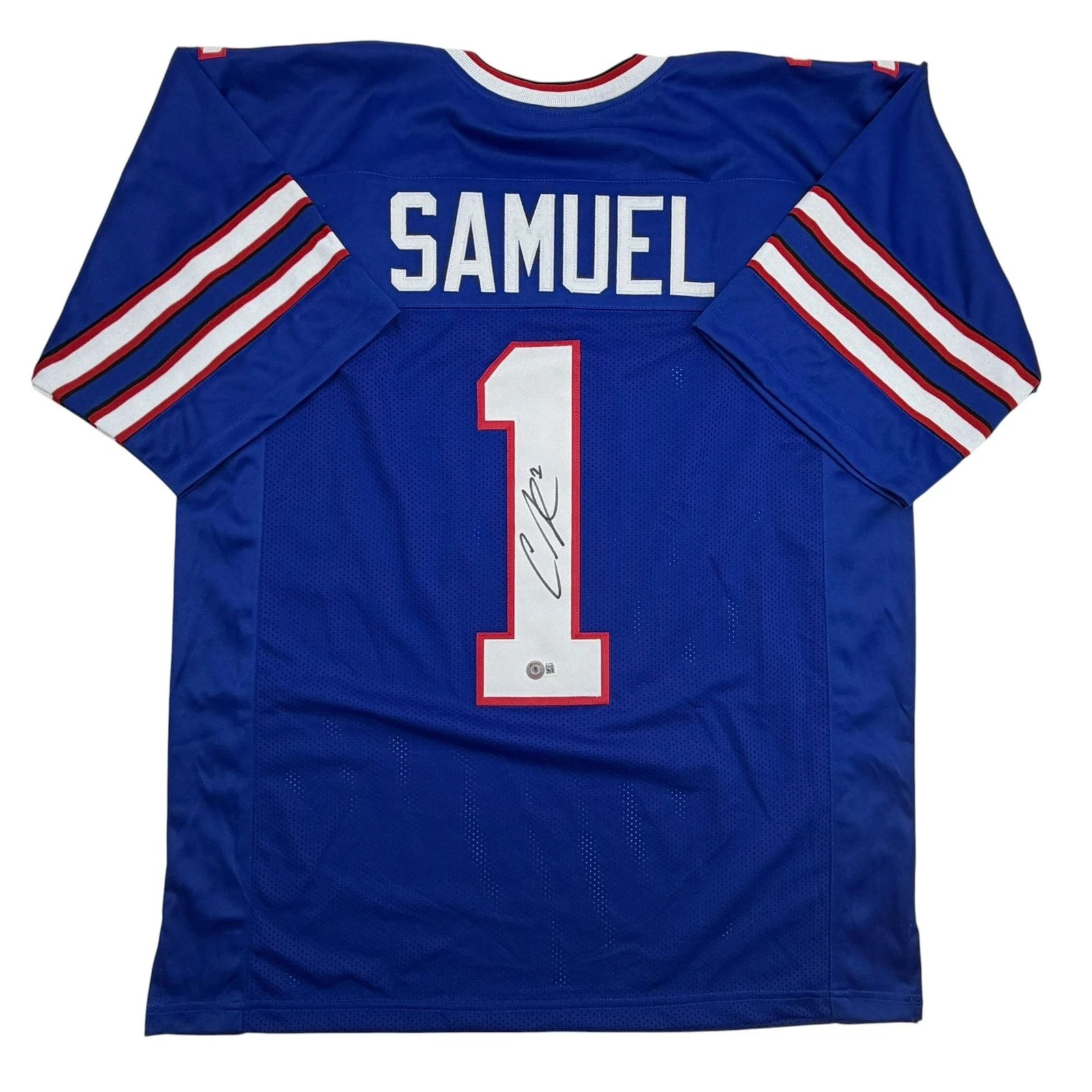 Autographed/Signed Curtis Samuel Buffalo Blue Football Jersey Beckett BAS COA