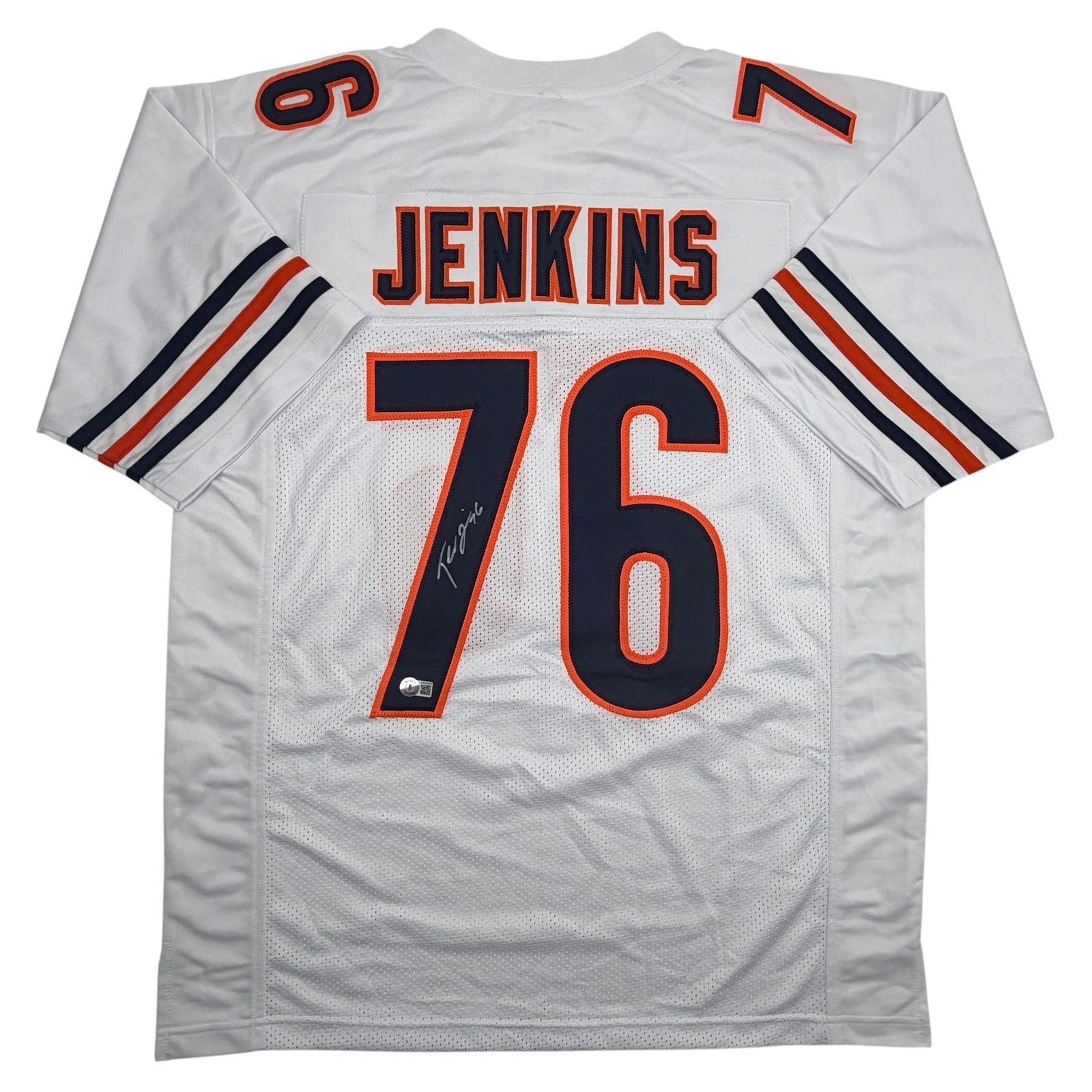 Autographed/Signed Teven Jenkins Chicago White Football Jersey Beckett BAS COA