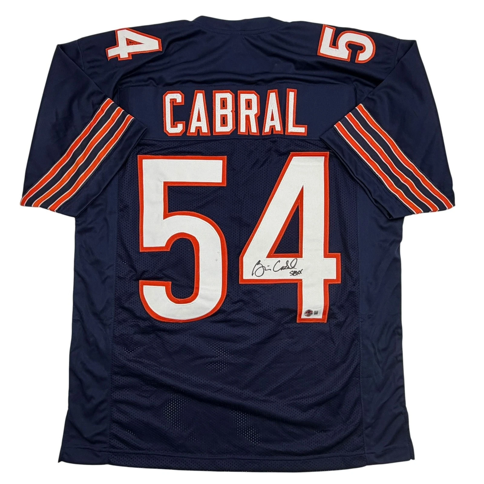 Autographed/Signed Brian Cabral Chicago Blue Football Jersey Beckett BAS COA