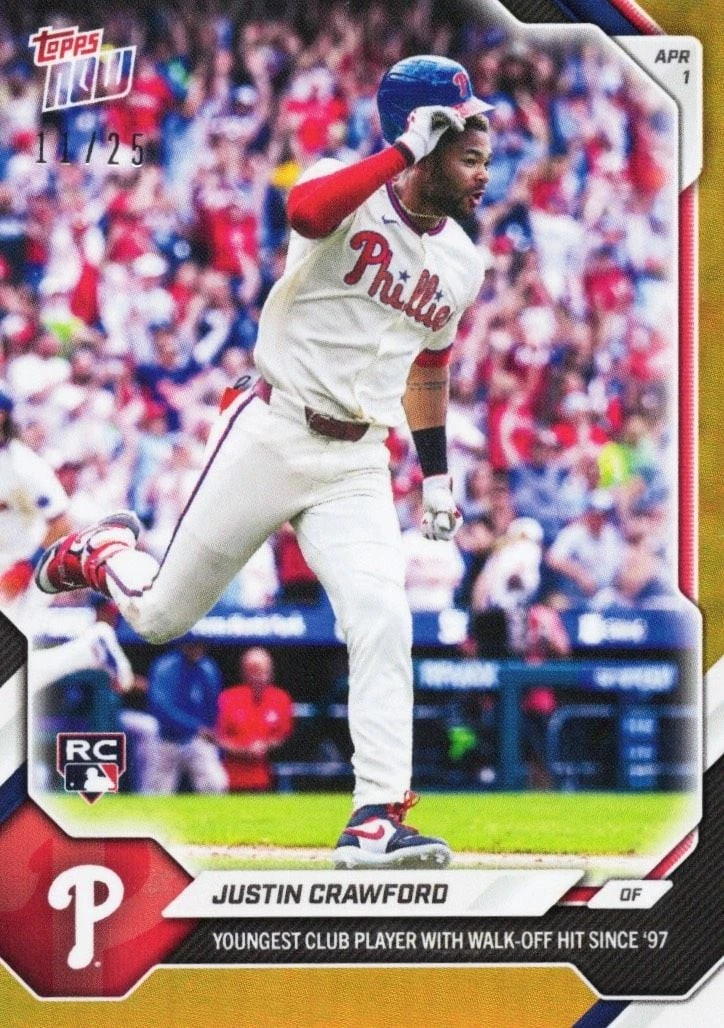 2026 Topps Now Justin Crawford #39 Orange Foil /25 Rookie RC Baseball Card