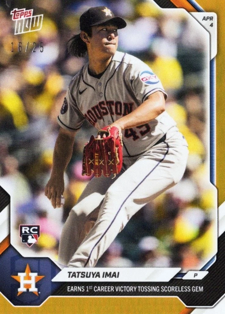 2026 Topps Now Tatsuya Imai #50 Orange Foil /25 Rookie RC Baseball Card