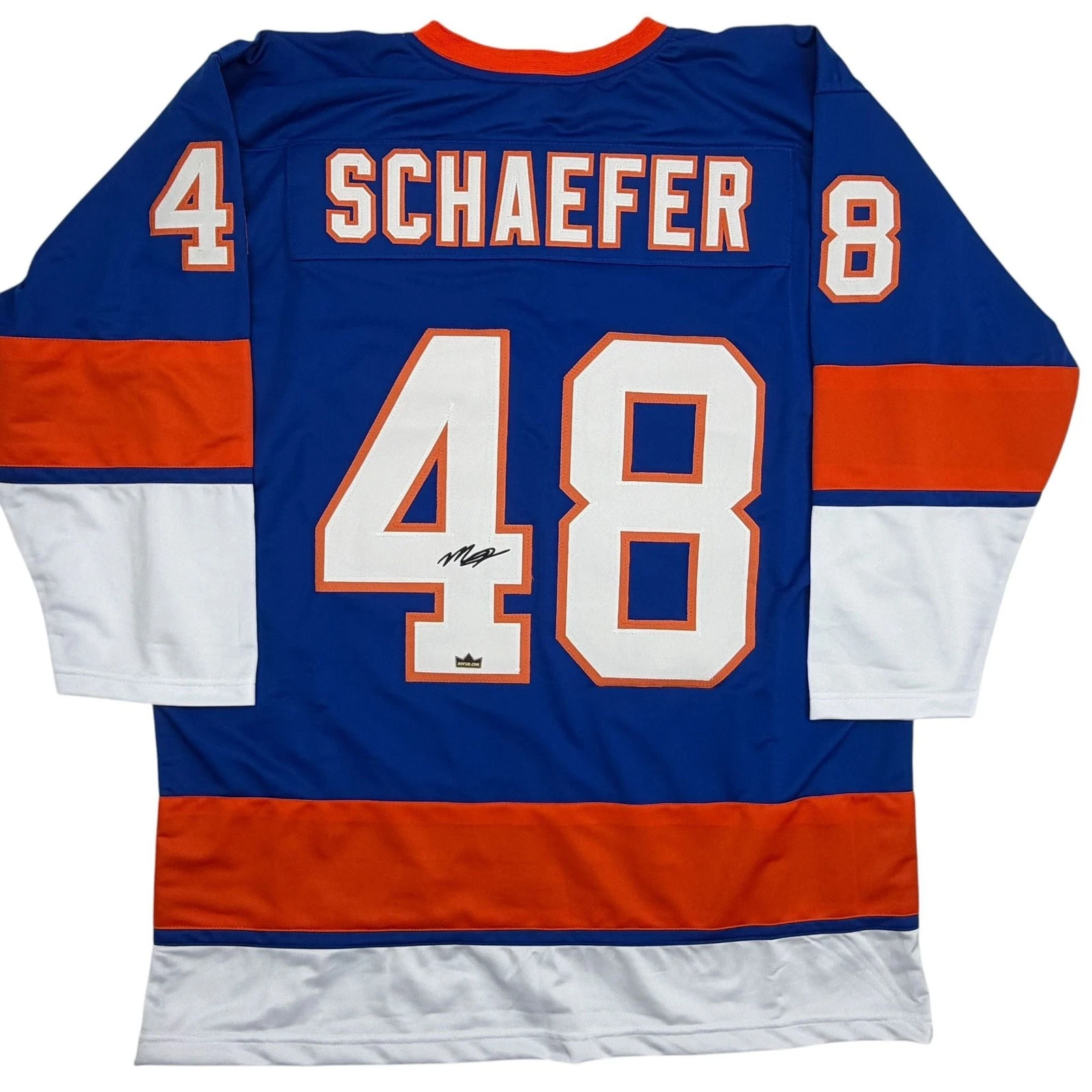 Facsimile Autographed Matthew Schaefer New York Blue Reprint Jersey Men's XL