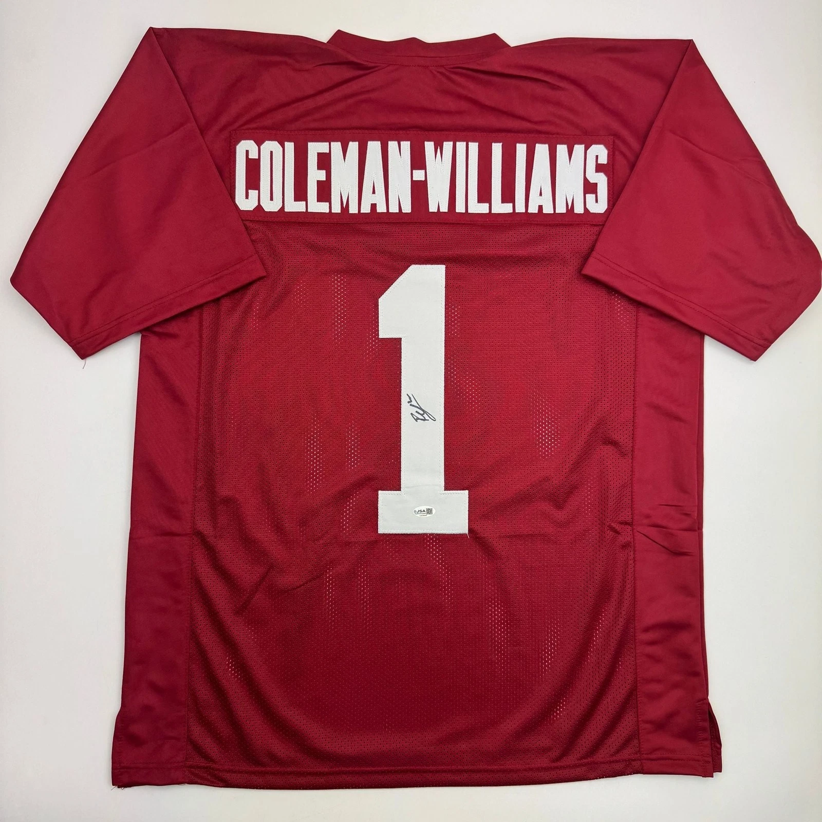 Autographed/Signed Ryan Coleman-Williams Alabama Red College Jersey JSA COA