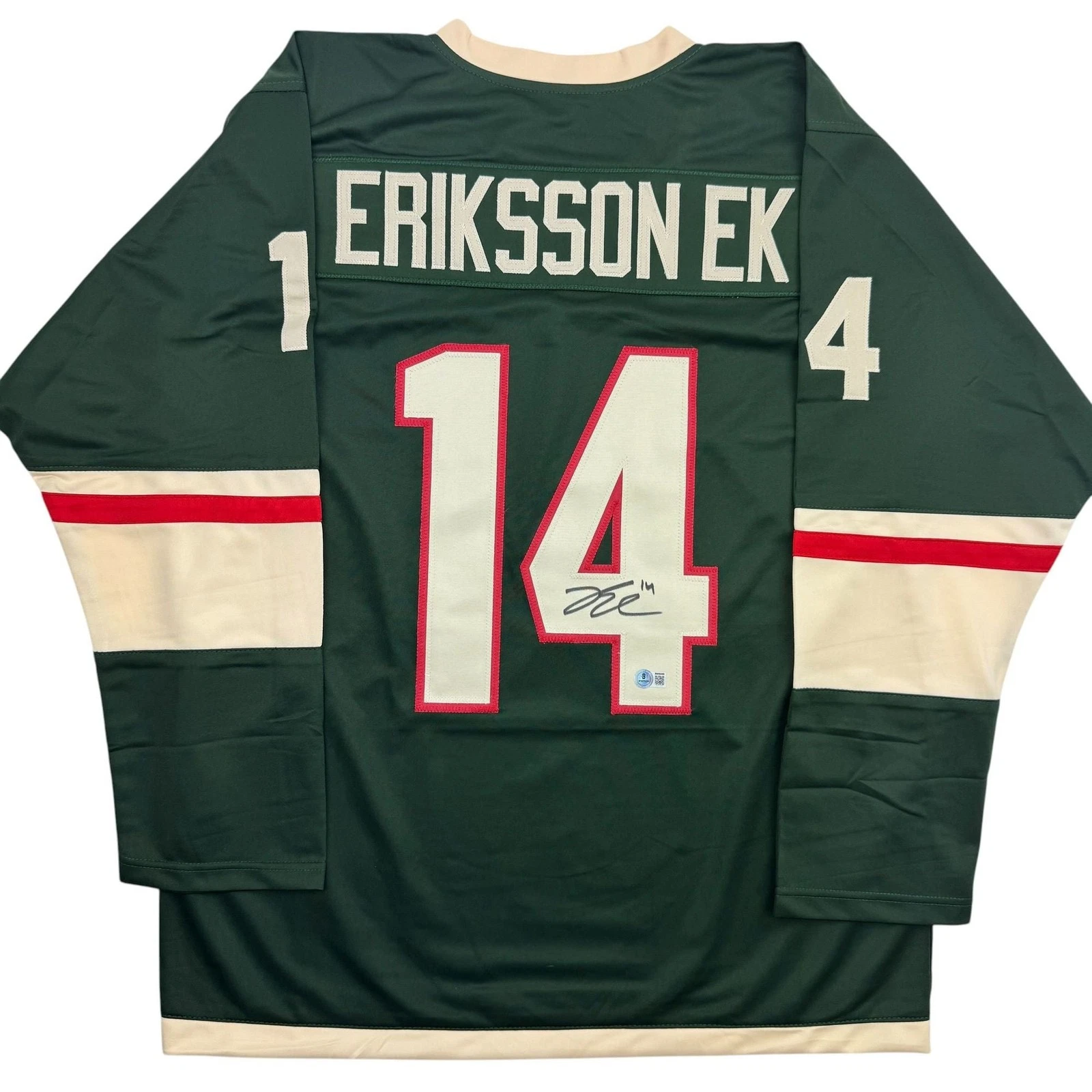 Autographed/Signed Joel Eriksson Ek Minnesota Green Hockey Jersey Beckett COA
