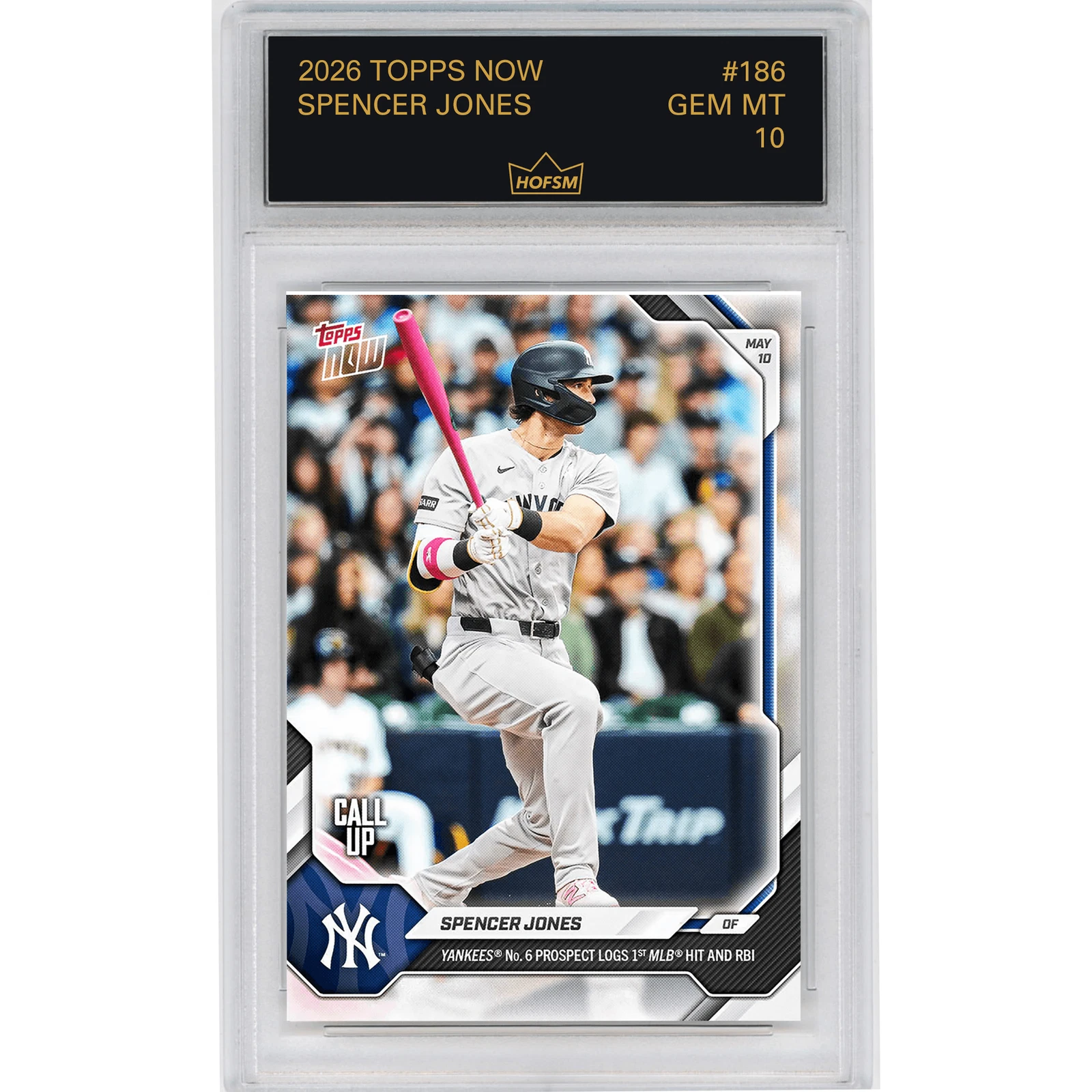 Graded 2026 Topps Now Spencer Jones #186 Rookie RC Baseball Card HOFSM 10