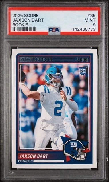 Graded 2025 Score Jaxson Dart #35 Rookie RC Football Card PSA 9 Mint