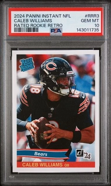Graded 2024 Panini Instant NFL Caleb Williams RRR3 Rated Rookie Retro RC PSA 10