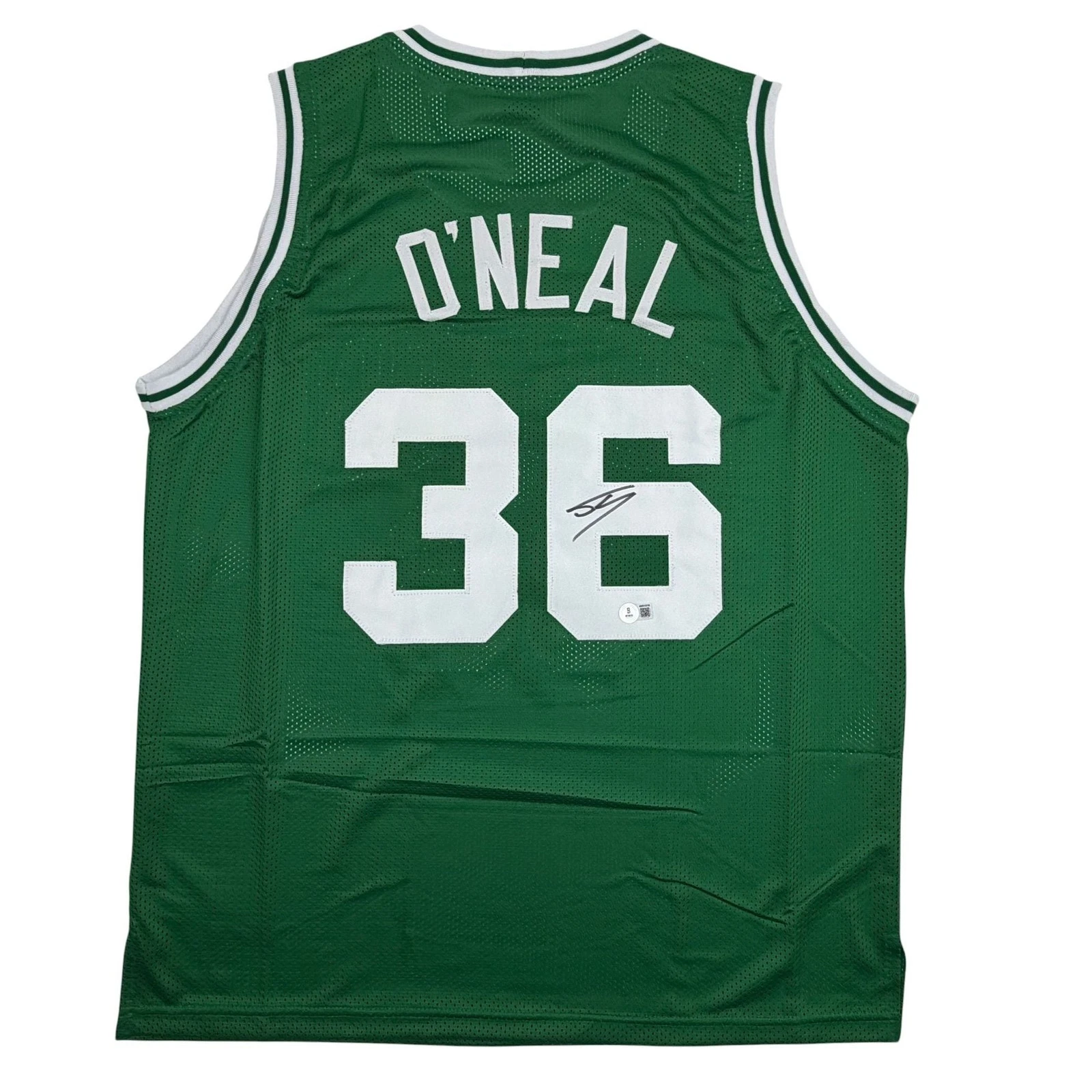 Autographed/Signed Shaquille Shaq O'Neal Boston Green Jersey Beckett BAS COA