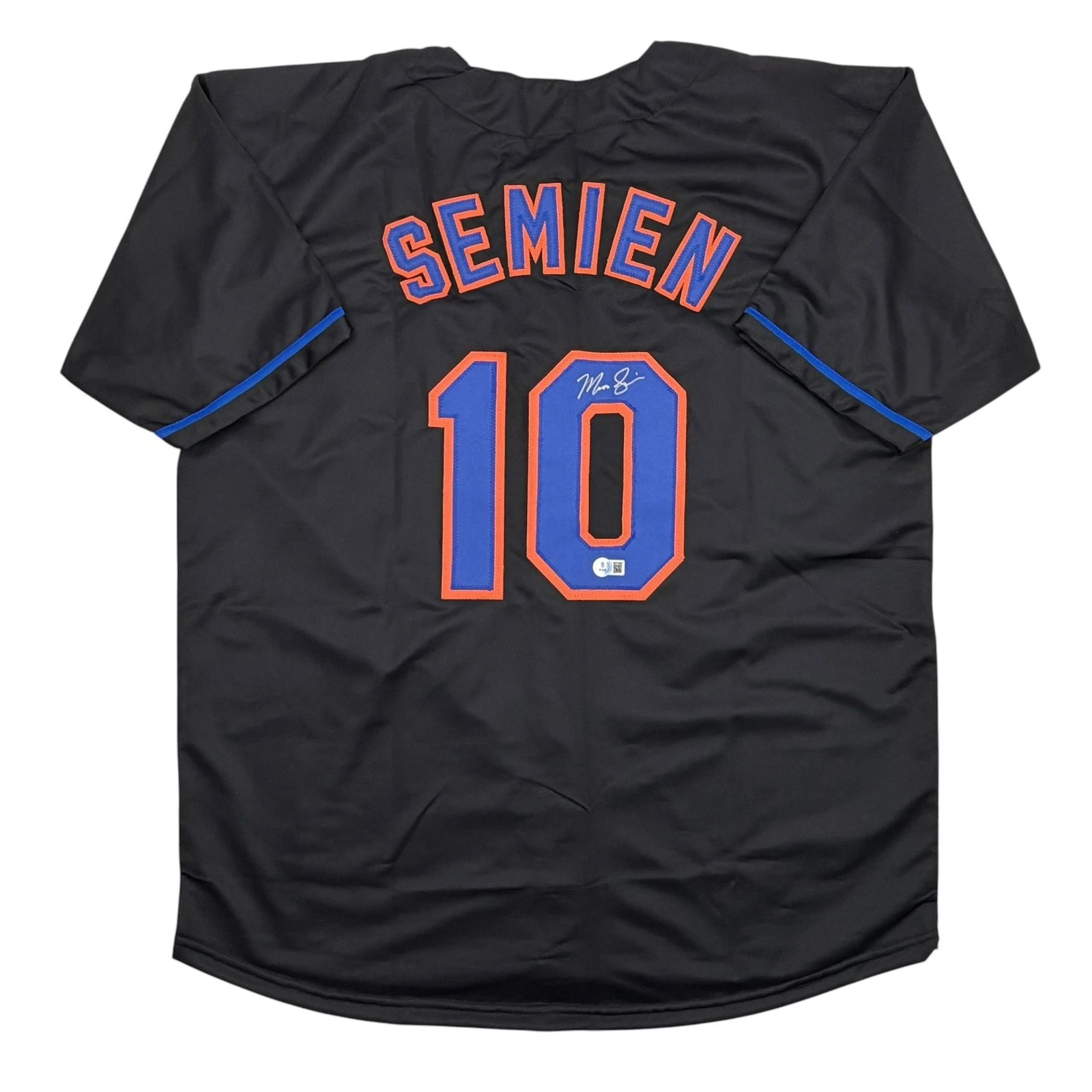Autographed/Signed Marcus Semien New York Black Baseball Jersey Beckett BAS COA
