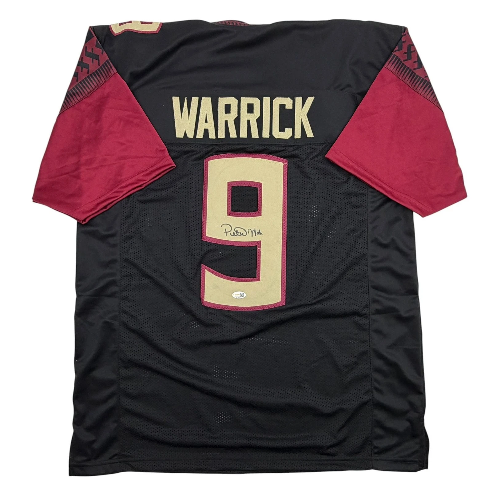 Autographed/Signed Peter Warrick Florida State FSU Black College Jersey JSA COA