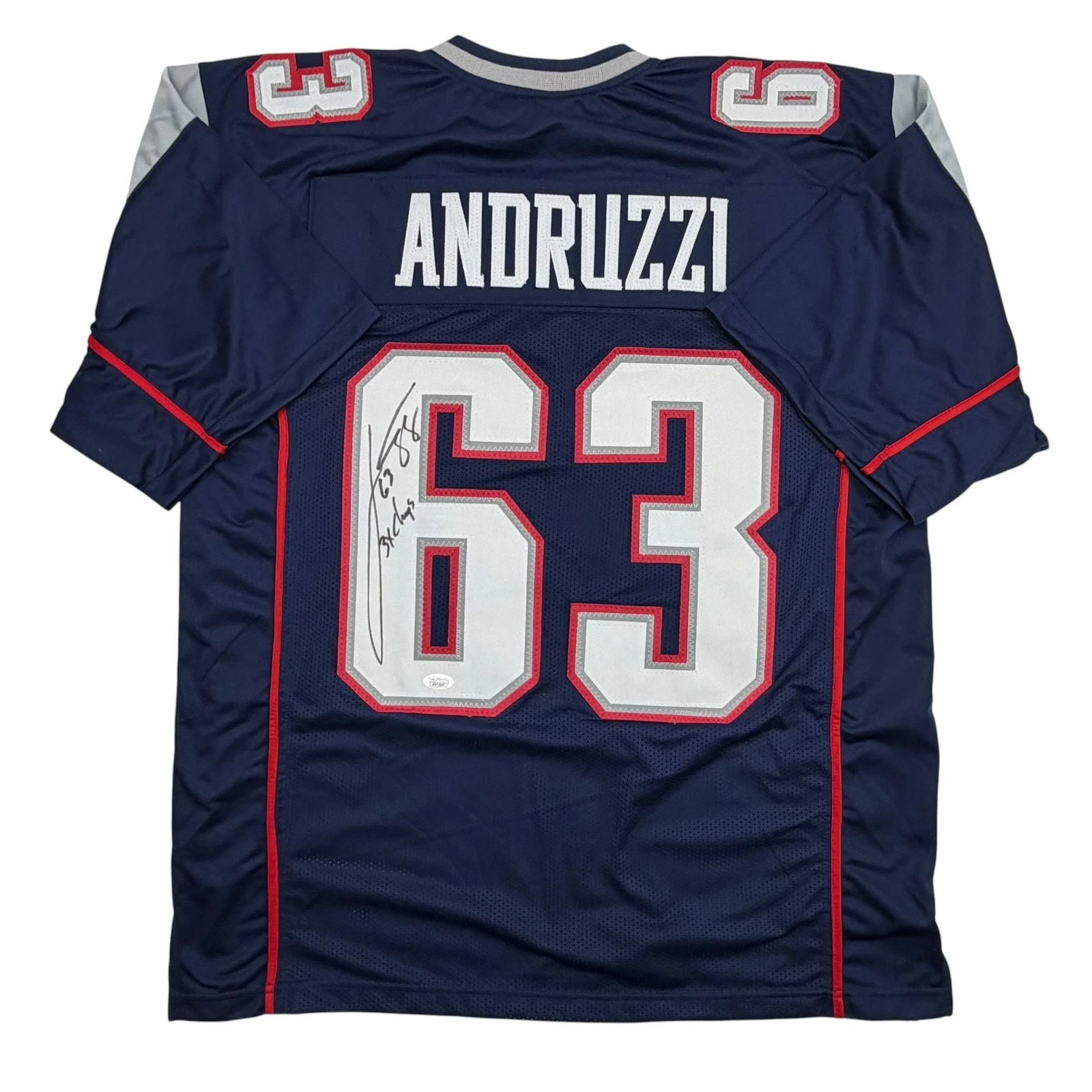 Autographed/Signed Joe Andruzzi New England Navy Blue Football Jersey JSA COA