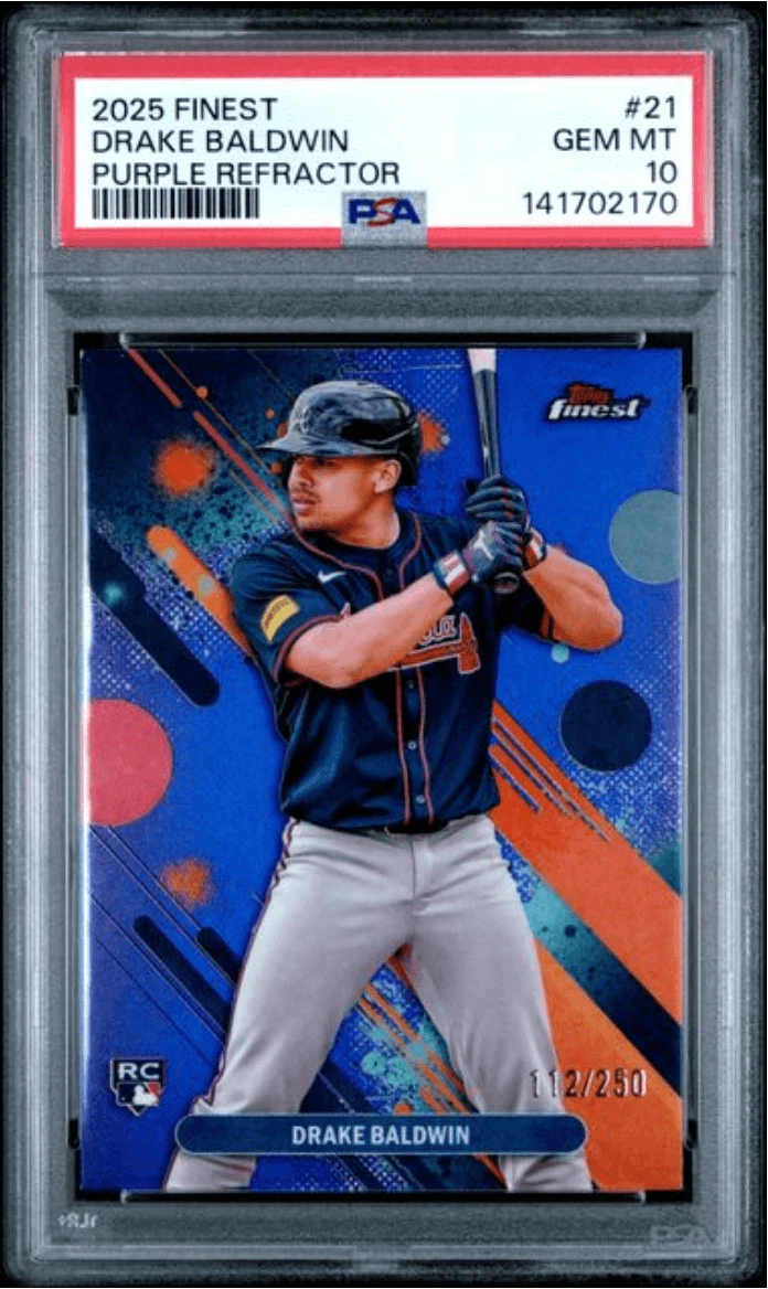 Graded 2025 Topps Finest Drake Baldwin #21 Purple /250 RC Baseball Card PSA 10