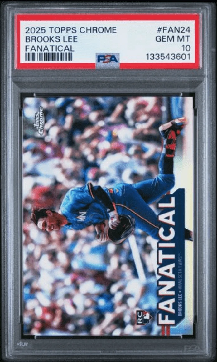 Graded 2025 Topps Chrome Brooks Lee #FAN24 Fanatical Rookie Baseball Card PSA 10