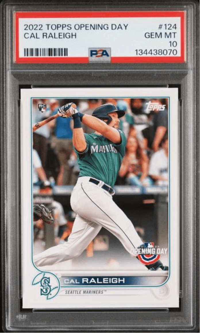 Graded 2022 Topps Opening Day Cal Raleigh #124 Rookie RC Baseball Card PSA 10