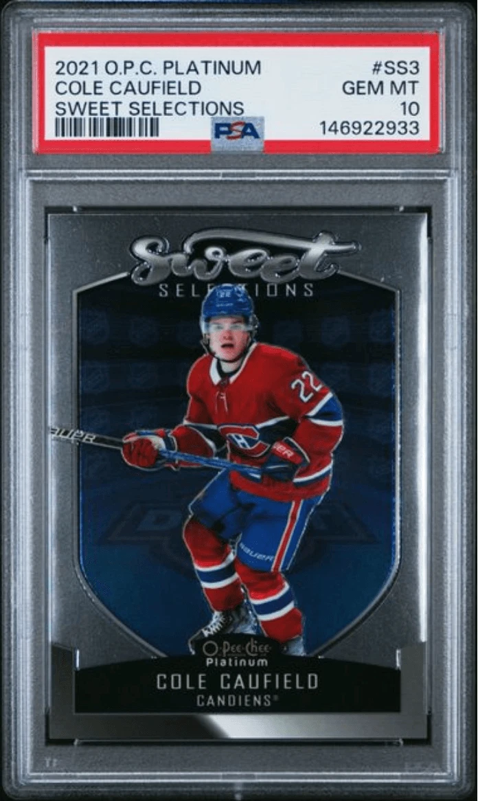 Graded 2021 OPC Platinum Cole Caufield #SS3 Sweet Selections Rookie Card PSA 10