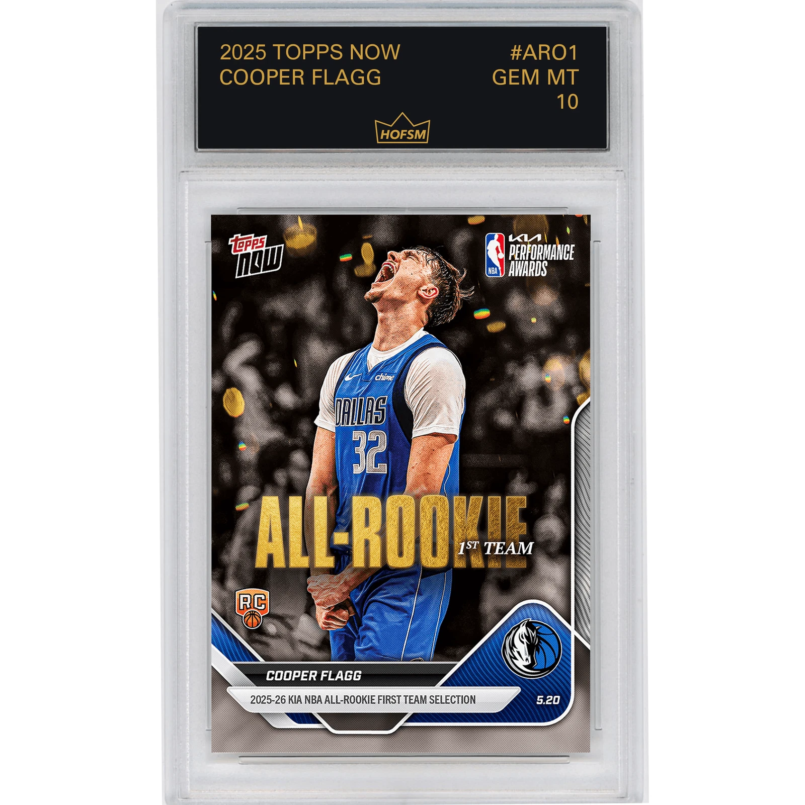 Graded 2025 Topps Now Cooper Flagg #AR01 Rookie RC Basketball Card HOFSM 10