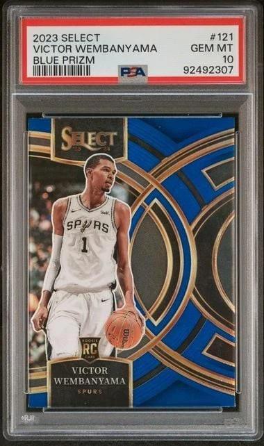Graded 2023 Panini Select Victor Wembanyama #121 Blue Prizm RC PSA 10 Gem Mint