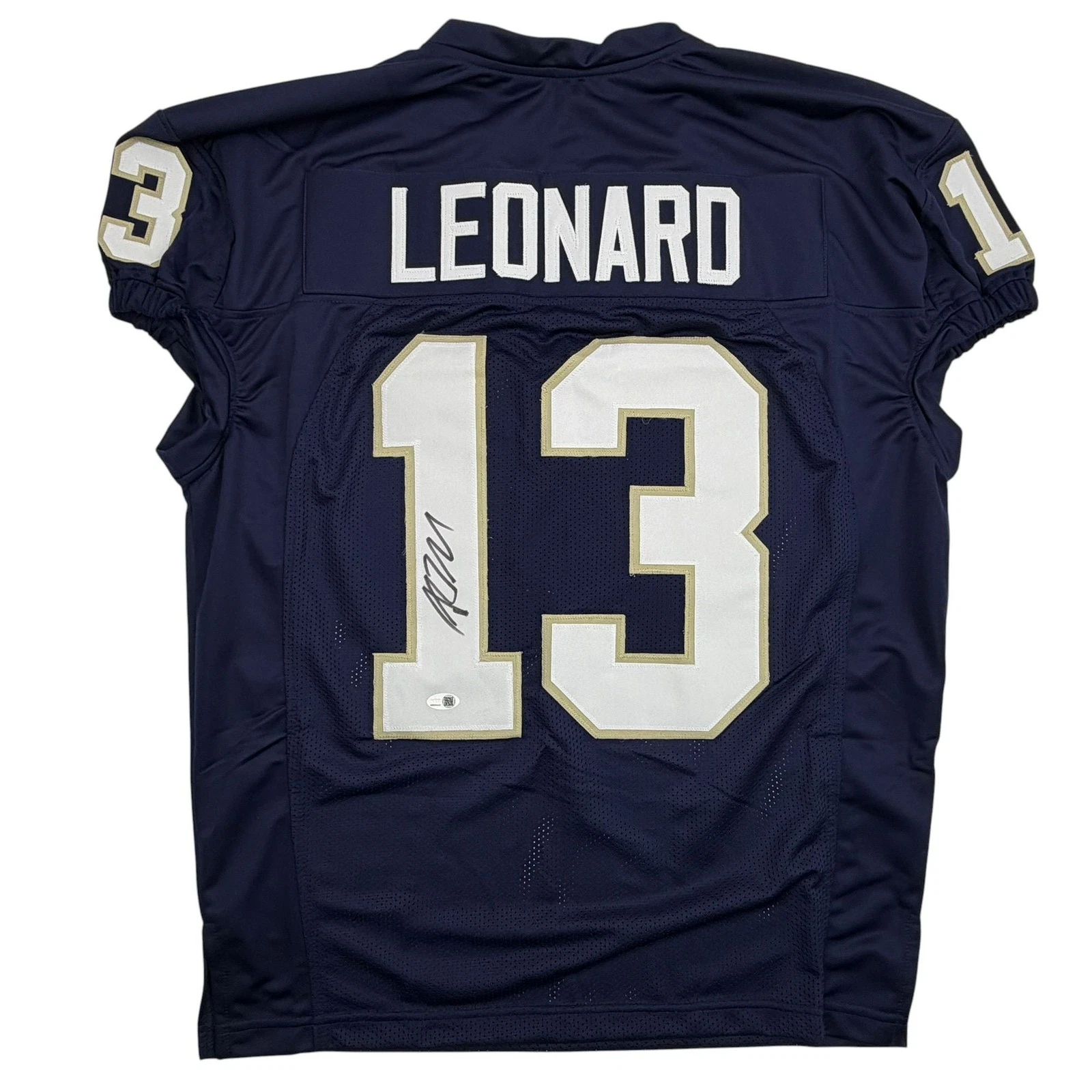 Autographed/Signed Riley Leonard Notre Dame Blue Pro Cut College Jersey JSA COA