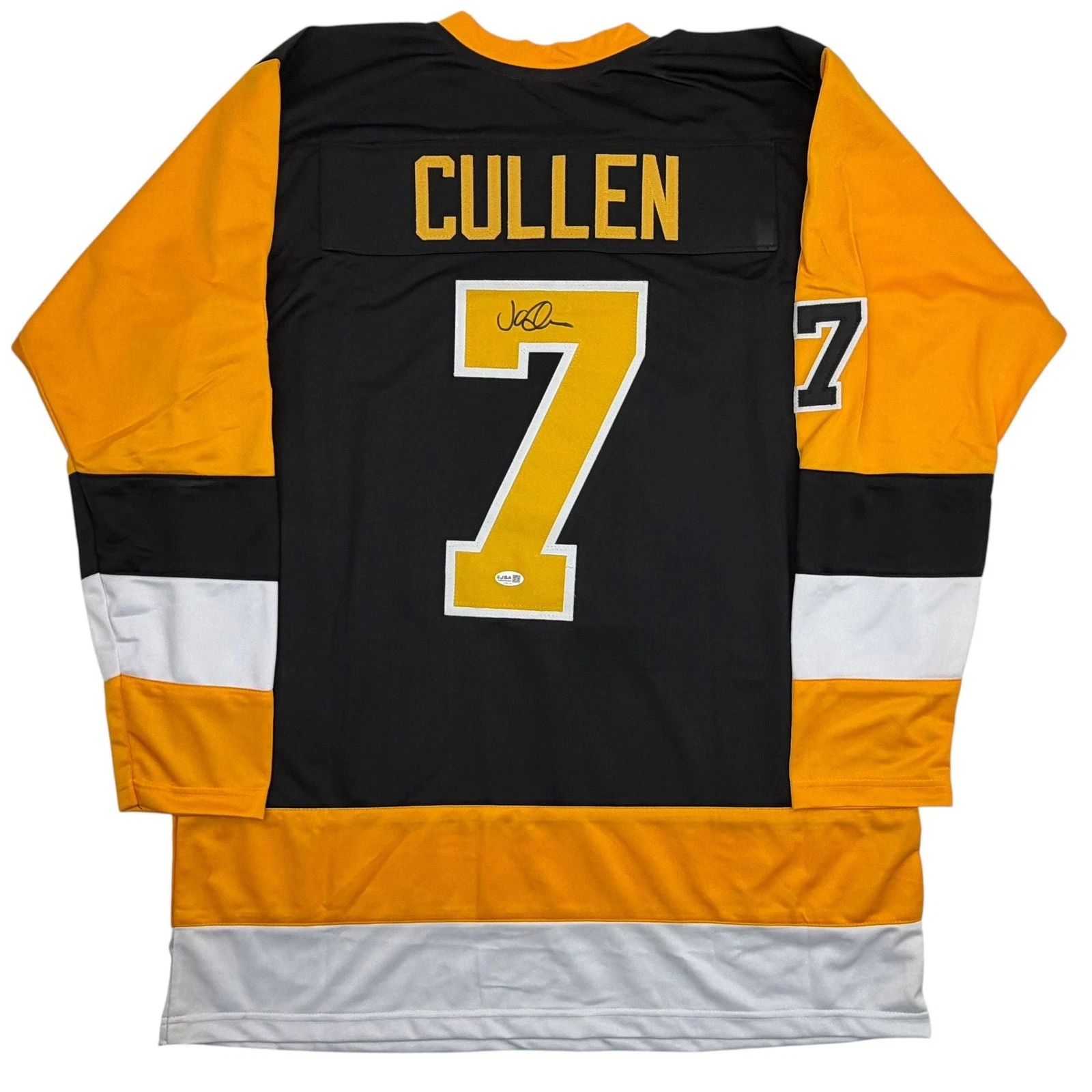Autographed/Signed John Cullen Pittsburgh Black Hockey Jersey JSA COA