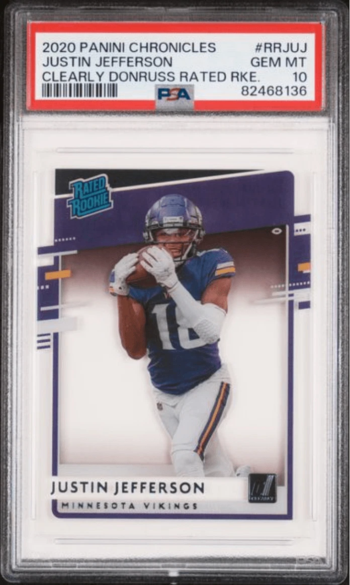 Graded 2020 Chronicles Justin Jefferson #RRJUJ Clearly RC Football Card PSA 10