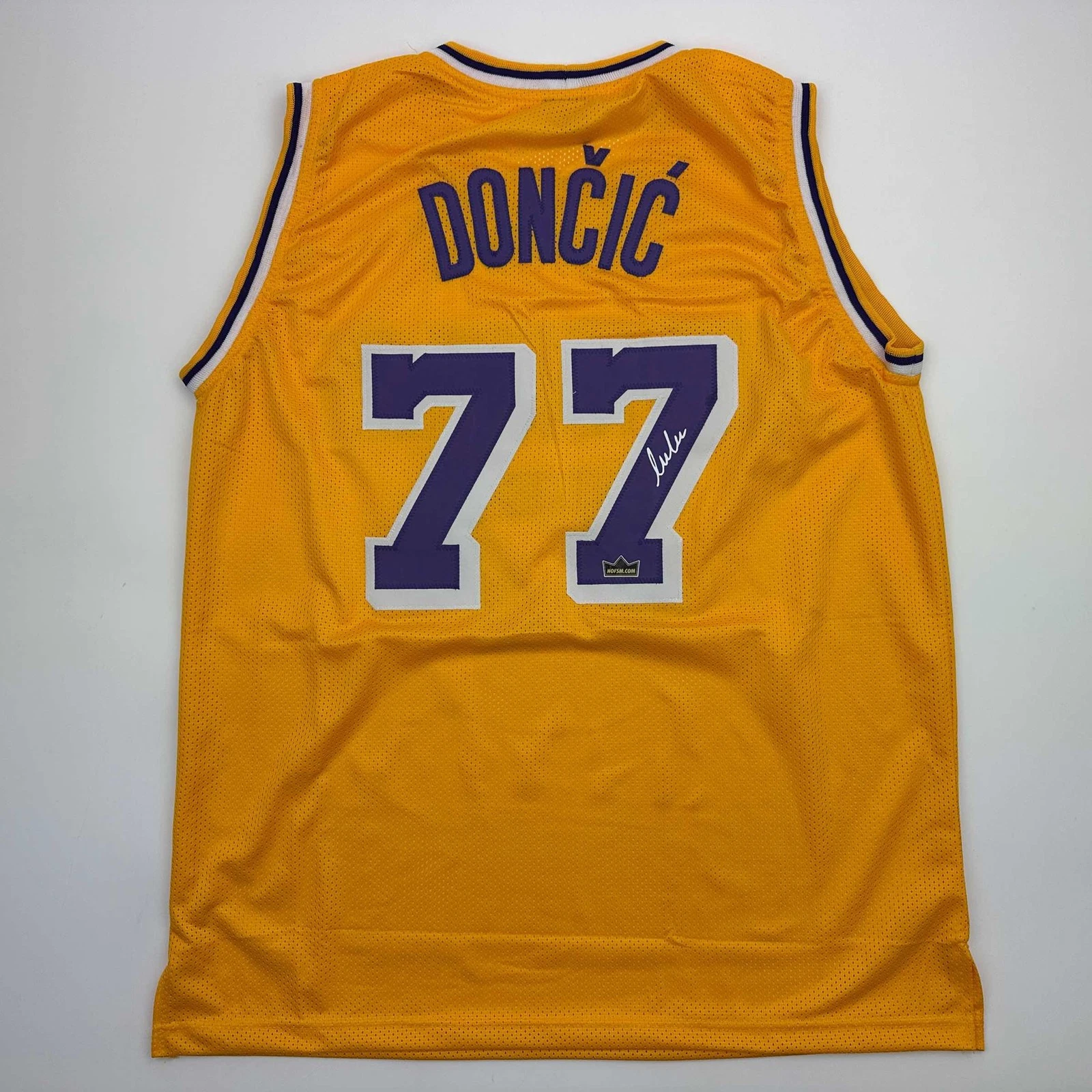 Facsimile Autographed Luka Doncic Los Angeles LA Yellow Reprint Jersey Men's XL