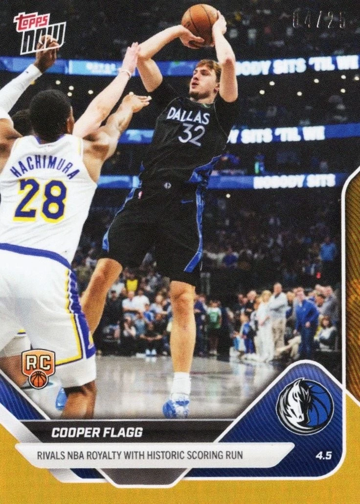 2025 Topps Now Cooper Flagg #242 Orange Foil /25 Rookie RC Basketball Card