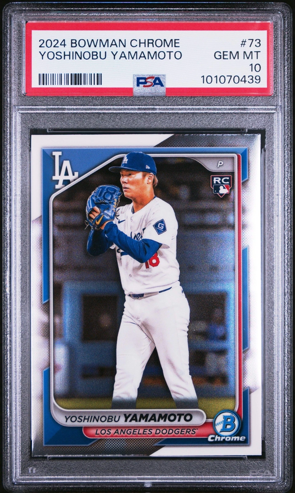 Graded 2024 Topps Bowman Chrome Yoshinobu Yamamoto #73 RC Baseball Card PSA 10