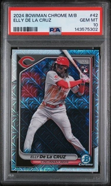Graded 2024 Bowman Chrome Mega Box Elly De La Cruz #42 RC Baseball Card PSA 10